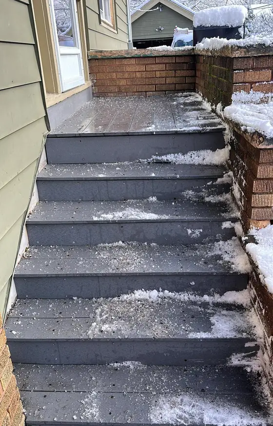 Exterior stairs cleared of snow and ice